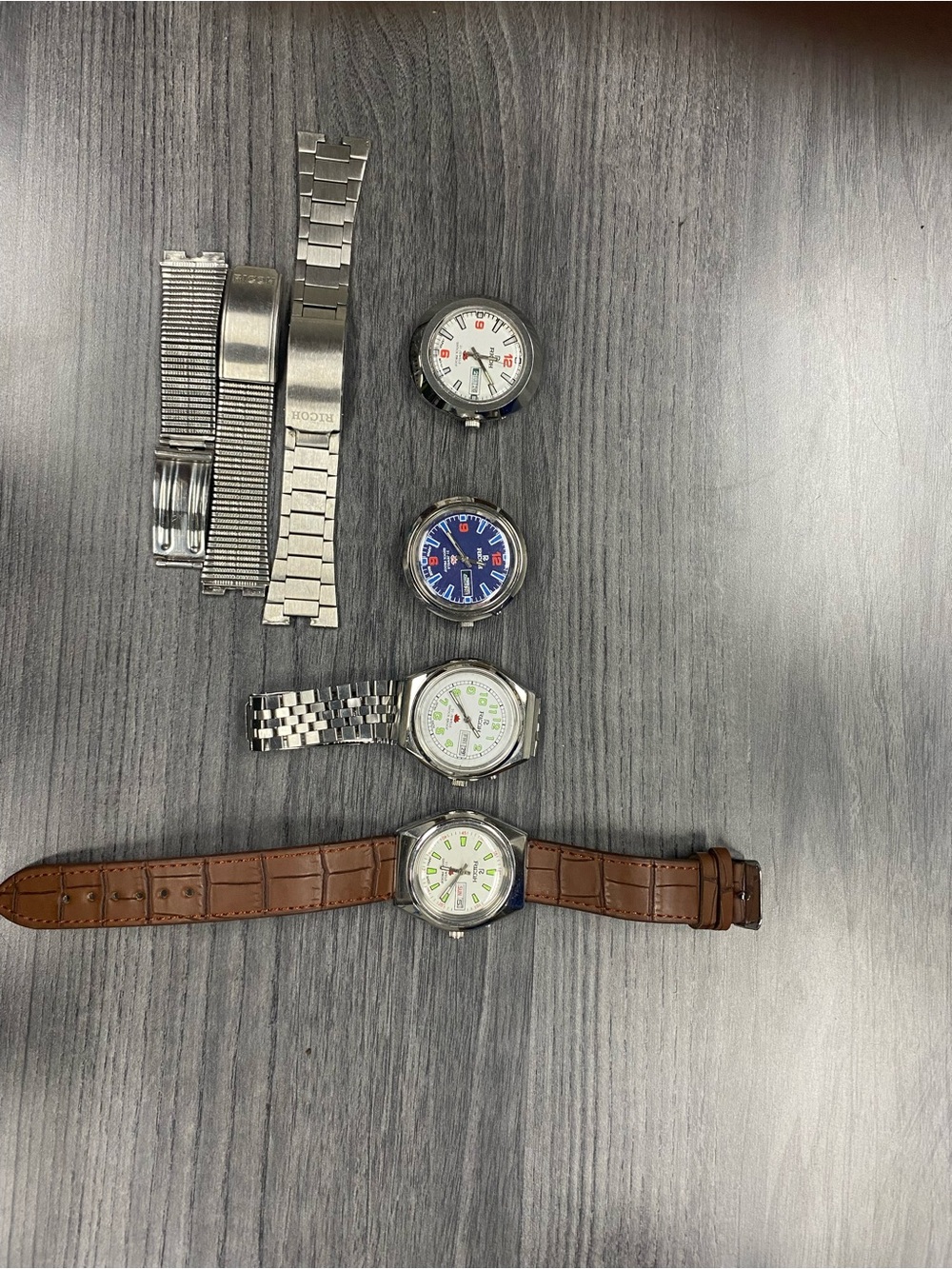 Men's Brown Leather Watch Strap with Silver Case